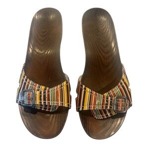 Dr.‎ Scholl's advanced comfort rainbow Stripe Retro Boho slip on Sandals size 9
